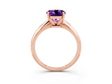 Rose gold Round Cut Amethyst Solitaire Engagement Ring with Classic Band and Four-Prong Setting_27