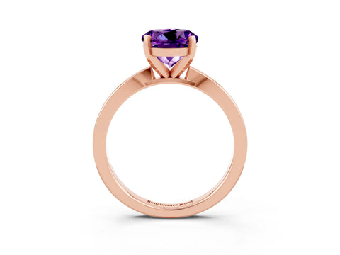Rose gold Round Cut Amethyst Solitaire Engagement Ring with Classic Band and Four-Prong Setting_27