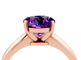 Rose gold Round Cut Amethyst Solitaire Engagement Ring with Classic Band and Four-Prong Setting_28