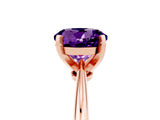 Rose gold Round Cut Amethyst Solitaire Engagement Ring with Classic Band and Four-Prong Setting_29