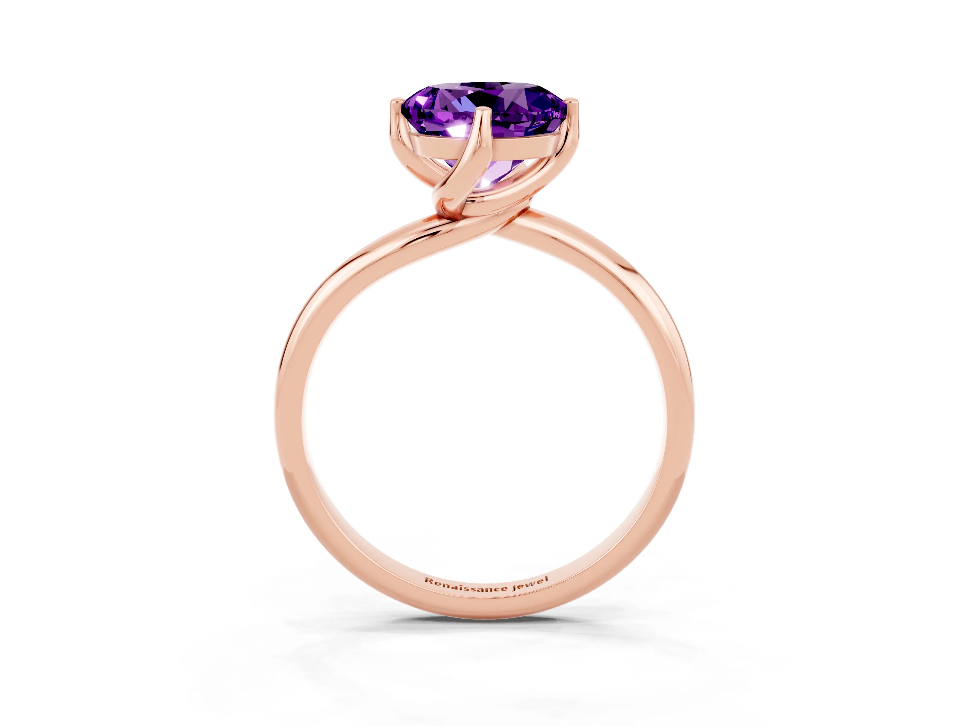 Rose gold Round Cut Amethyst Solitaire Engagement Ring with Four-Prong Setting and Classic Band_15