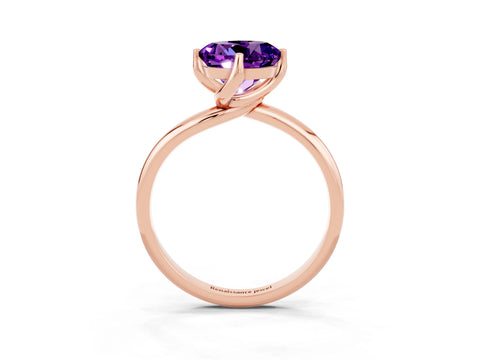 Rose gold Round Cut Amethyst Solitaire Engagement Ring with Four-Prong Setting and Classic Band_15