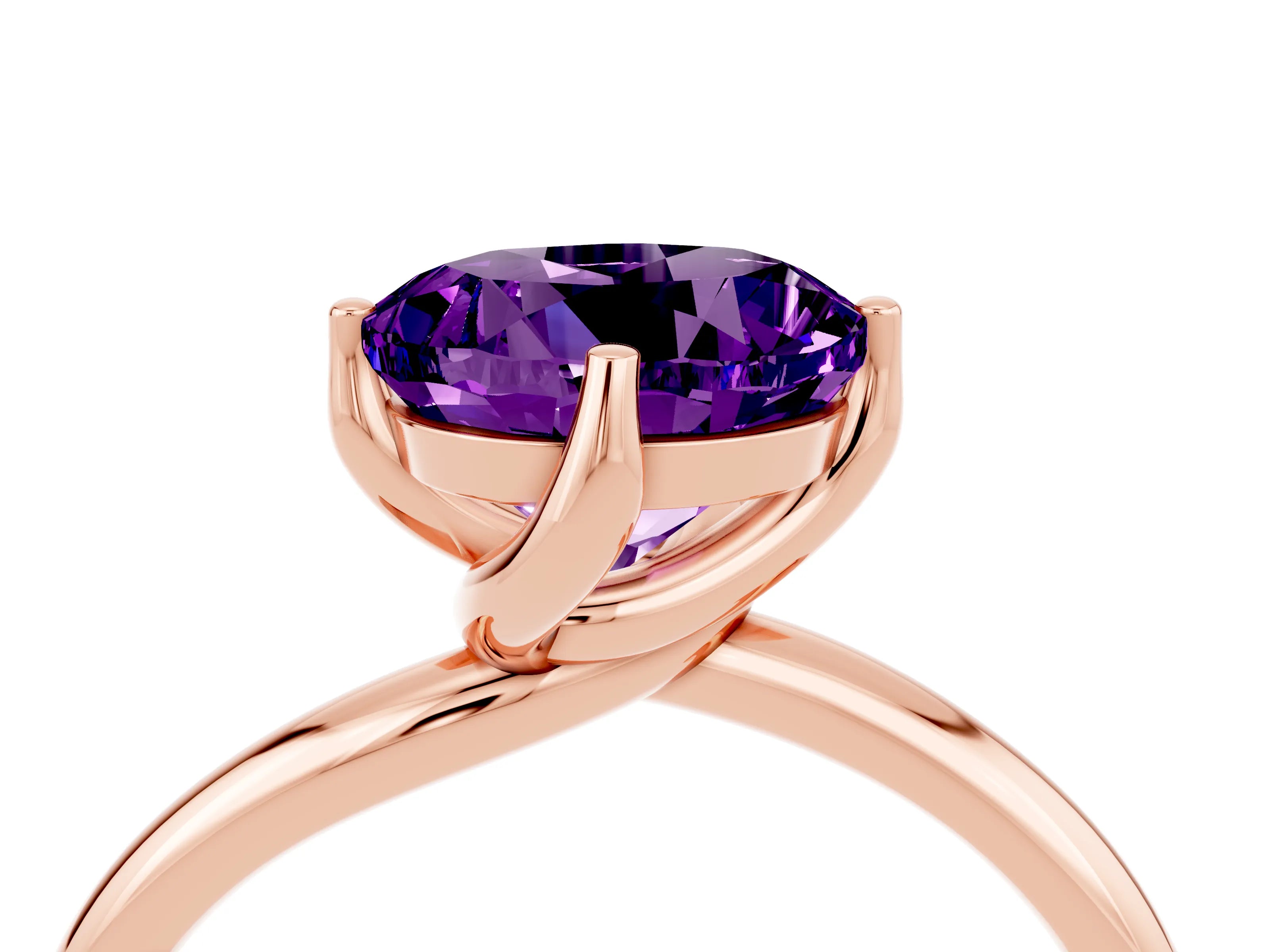 Rose gold Round Cut Amethyst Solitaire Engagement Ring with Four-Prong Setting and Classic Band_16