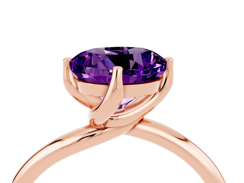 Rose gold Round Cut Amethyst Solitaire Engagement Ring with Four-Prong Setting and Classic Band_16