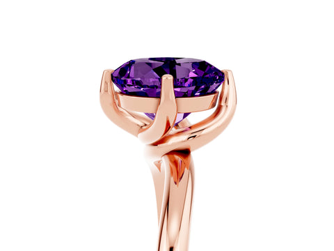 Rose gold Round Cut Amethyst Solitaire Engagement Ring with Four-Prong Setting and Classic Band_17