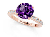 Rose gold Round Cut Amethyst Solitaire Engagement Ring with Pavé Band and Four-Prong Setting_1