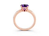 Rose gold Round Cut Amethyst Solitaire Engagement Ring with Round Band and Four-Prong Setting_3