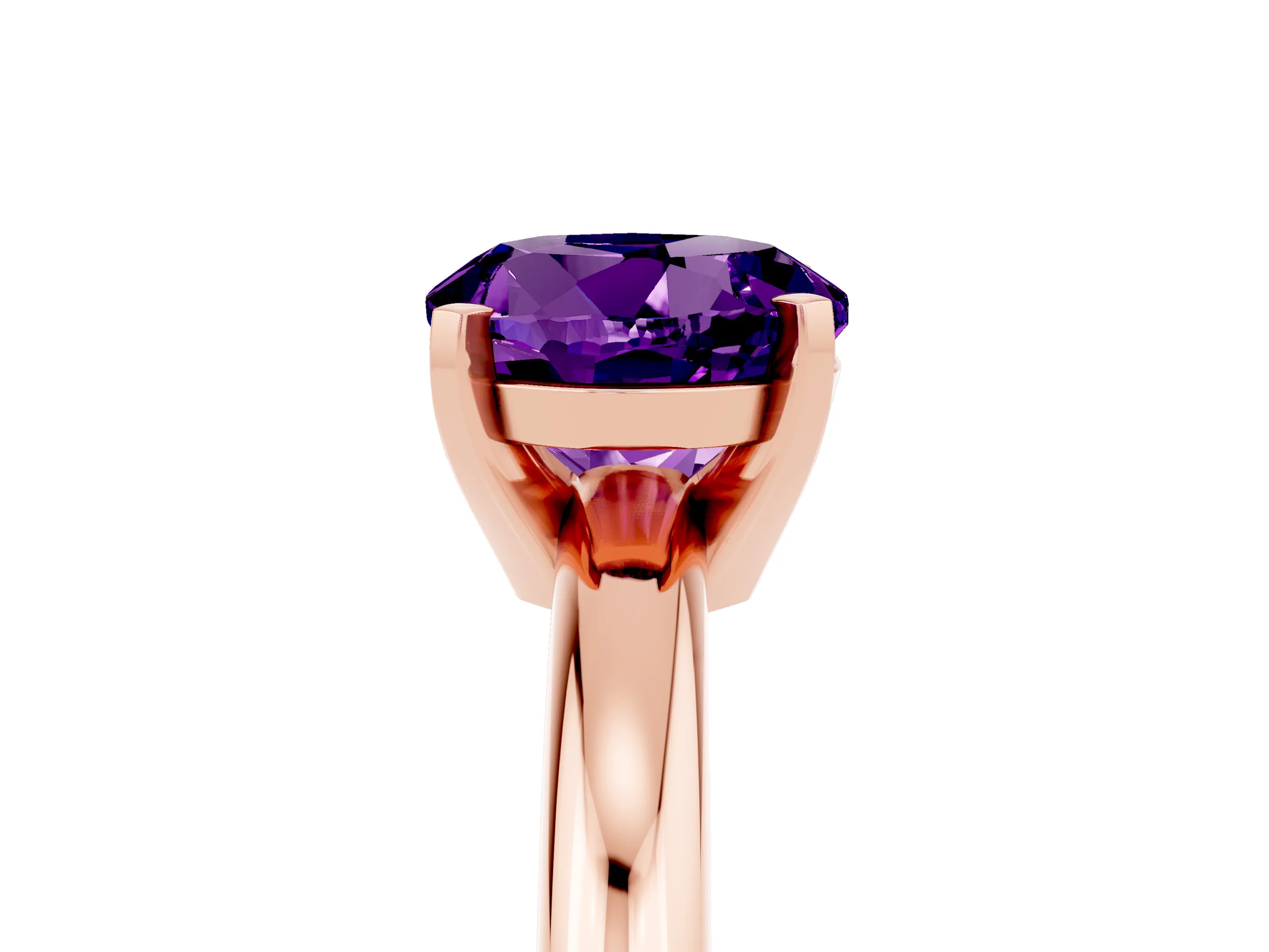 Rose gold Round Cut Amethyst Solitaire Engagement Ring with Round Band and Four-Prong Setting_5