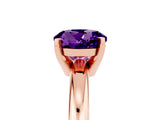 Rose gold Round Cut Amethyst Solitaire Engagement Ring with Round Band and Four-Prong Setting_5