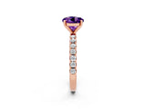 Rose gold Round Cut Amethyst Solitaire Pavé Band with Four-Prong Setting_2