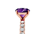 Rose gold Round Cut Amethyst Solitaire Pavé Band with Four-Prong Setting_5