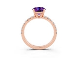 Rose gold Round Cut Amethyst Solitaire Pavé Engagement Ring with Round Band and Prong Setting_70