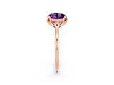 Rose gold Round Cut Amethyst Solitaire Ring with Flower Prong Setting and Classic Band_14