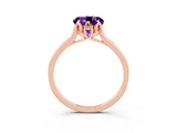 Rose gold Round Cut Amethyst Solitaire Ring with Flower Prong Setting and Classic Band_15