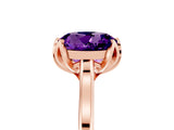 Rose gold Round Cut Amethyst Solitaire Ring with Flower Prong Setting and Classic Band_17