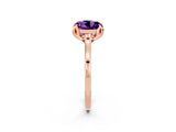 Rose gold Round Cut Amethyst Solitaire Ring with Flower Prong Setting and Classic Band_38