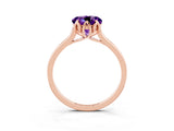 Rose gold Round Cut Amethyst Solitaire Ring with Flower Prong Setting and Classic Band_39