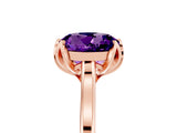Rose gold Round Cut Amethyst Solitaire Ring with Flower Prong Setting and Classic Band_41