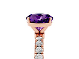 Rose gold Round Cut Amethyst Solitaire Ring with Pavé Accents and Four-Prong Setting_5