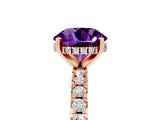 Rose gold Round Cut Amethyst Solitaire Ring with Pavé Band and Four-Prong Setting_29