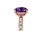 Rose gold Round Cut Amethyst Solitaire Ring with Round  Pavé Band and Four-Prong Setting_41