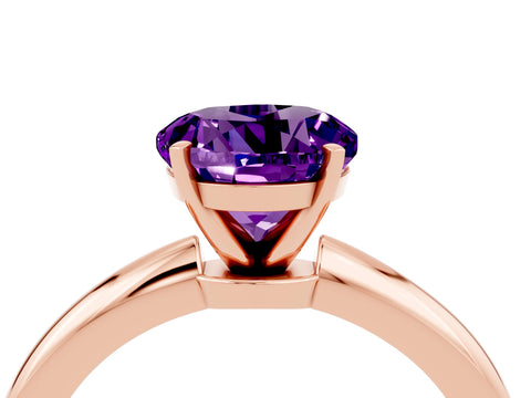 Rose gold Round Cut Amethyst Solitaire Ring with Six-Prong Setting and Classic Band_4