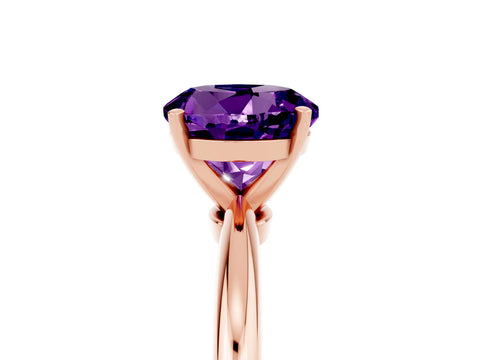 Rose gold Round Cut Amethyst Solitaire Ring with Six-Prong Setting and Classic Band_5