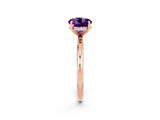 Rose gold Round Cut Amethyst Solitaire Ring with Thin Band and Four-Prong Setting_14