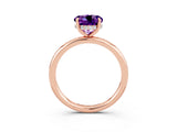 Rose gold Round Cut Amethyst Solitaire Ring with Thin Band and Four-Prong Setting_15