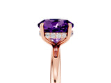 Rose gold Round Cut Amethyst Solitaire Ring with Thin Band and Four-Prong Setting_17