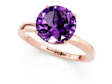 Rose gold Round Cut Amethyst Solitaire Ring with Thin Band and Prong Setting_13