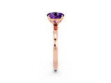 Rose gold Round Cut Amethyst Solitaire Ring with Thin Band and Prong Setting_14