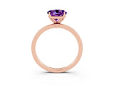 Rose gold Round Cut Amethyst Solitaire Ring with Thin Band and Prong Setting_15