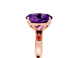 Rose gold Round Cut Amethyst Solitaire Ring with Thin Band and Prong Setting_17