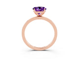 Rose gold Round Cut Amethyst Solitaire Ring with Thin Band and Prong Setting_27