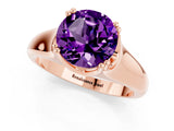 Rose gold Round Cut Amethyst Solitaire Ring with Wide Band and Prong Setting_1