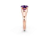 Rose gold Round Cut Amethyst Solitaire Ring with Wide Band and Prong Setting_2
