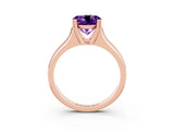 Rose gold Round Cut Amethyst Solitaire Ring with Wide Band and Prong Setting_3
