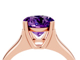 Rose gold Round Cut Amethyst Solitaire Ring with Wide Band and Prong Setting_4