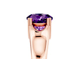 Rose gold Round Cut Amethyst Solitaire Ring with Wide Band and Prong Setting_5