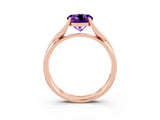 Rose gold Round Cut Amethyst   Solitaire Twist Band Prong Setting Ring_15