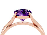 Rose gold Round Cut Amethyst   Solitaire Twist Band Prong Setting Ring_16