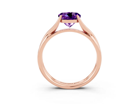 Rose gold Round Cut Amethyst Solitaire Twist Band Prong Setting Ring_39