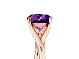 Rose gold Round Cut Amethyst Solitaire Twist Band Prong Setting Ring_41