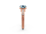 Rose gold Round Cut Aquamarine Engagement Ring with Milgrain Channel Set Band and Prong Setting_2