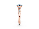 Rose gold Round Cut Aquamarine Engagement Ring with Side Stone Accents and Four-Prong Setting_29