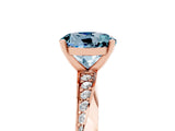 Rose gold Round Cut Aquamarine Engagement Ring with Side Stone Accents and Four-Prong Setting_32