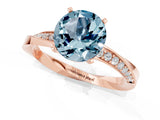 Rose gold Round Cut Aquamarine Engagement Ring with Side Stone Accents and Four-Prong Setting_61