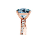 Rose gold Round Cut Aquamarine Engagement Ring with Side Stone Accents and Four-Prong Setting_65