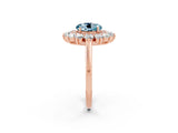 Rose gold Round Cut Aquamarine Floral Double Halo Engagement Ring with Prong Setting_50